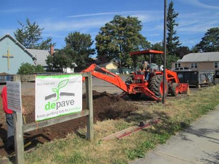 Level on the Level using more than their septic installation expertise when partnering with Depave on a community re-greening and depaving project