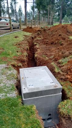  A ATT septic system maintenance-install out in the woods may need electric vault installed. We trench 1 mile to get electric, did all work.